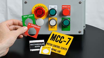 Elektrik kutusu üzerindeki kalın pano etiketleri.