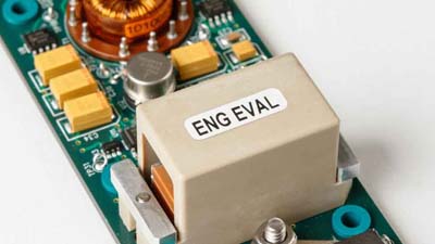 Üzerinde ENG EVAL yazılı bir komponente sahip devre kartı.