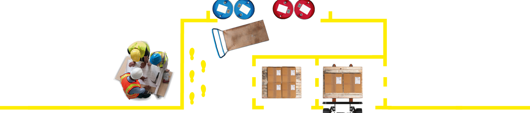 ToughStripe Zemin Bandı çeşitlerinden ürünler. Birkaç renk ve desen arasından seçim yapabilirsiniz.