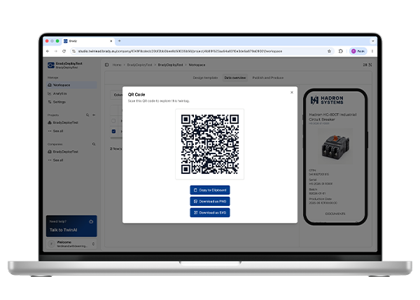 İndirme seçeneklerine sahip TwinLead QR kodu oluşturma iletişim kutusu